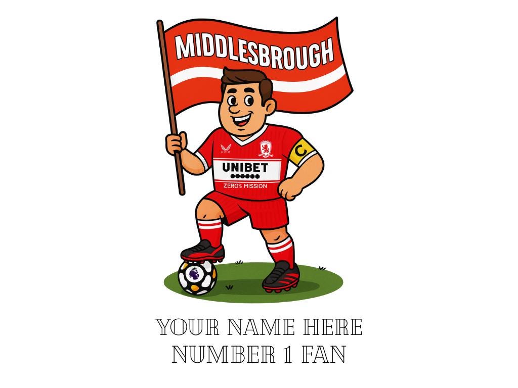 Personalised Middlesbrough Ceramic Mug - Football Fan Gift