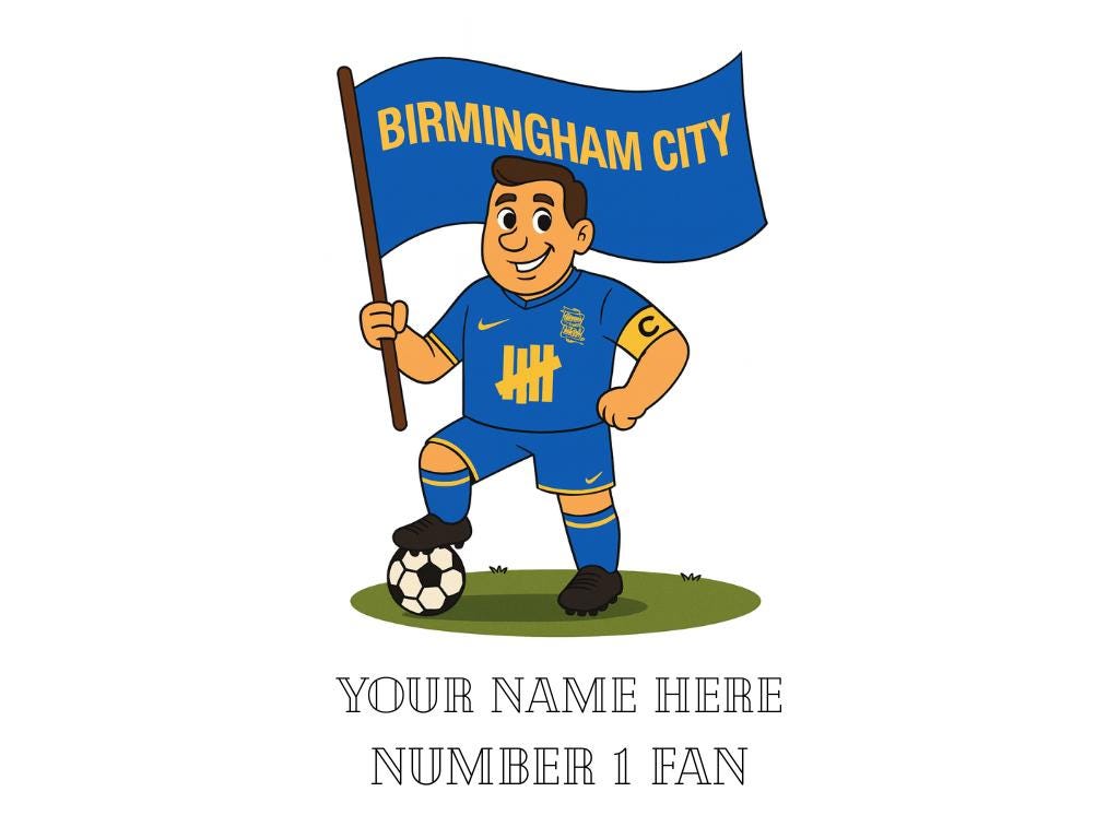 Personalised Birmingham inspired Football Mug: Custom Ceramic Gift