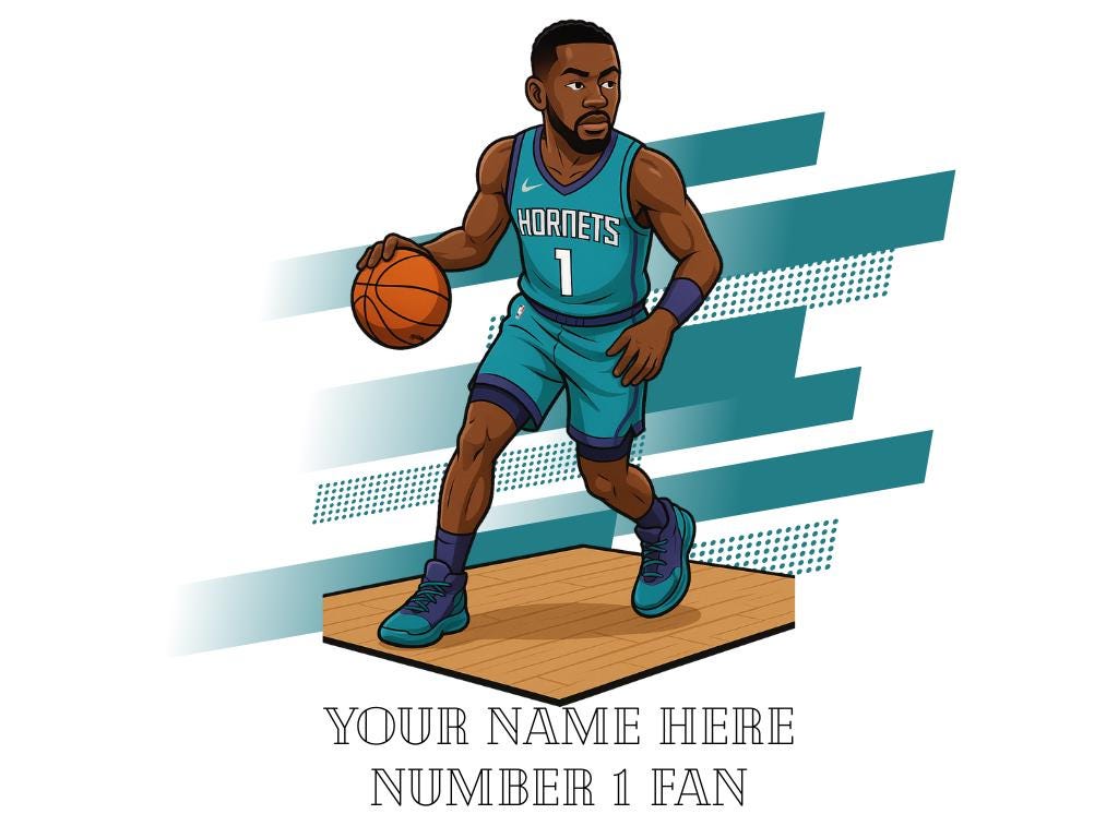 Personalised Charlotte Hornets inspired Mug: Custom Name NBA Gift
