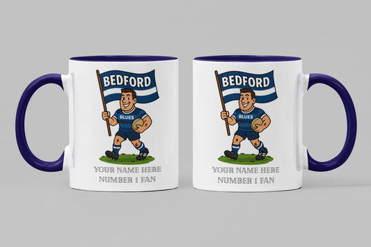 Bedford Blues Inspired 11oz Mug – Custom Name Rugby Cup – Dishwasher & Microwave Safe – Arrives Boxed