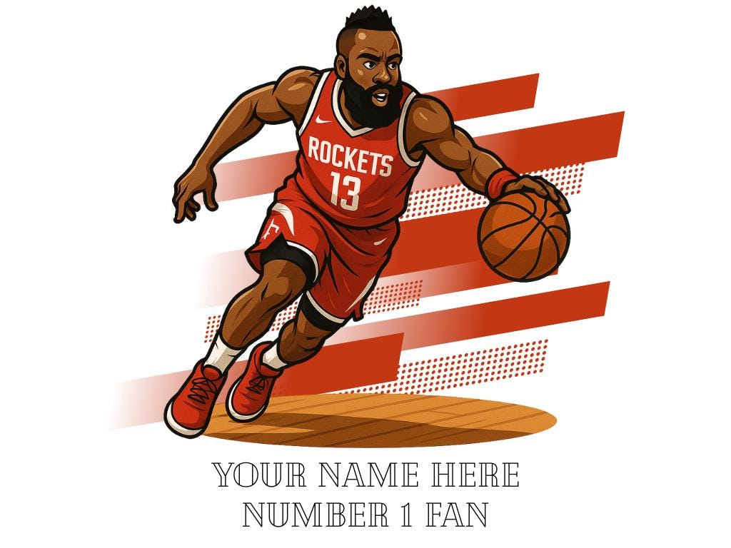 Personalised Houston Rockets inspired Mug: Custom Name NBA Gift