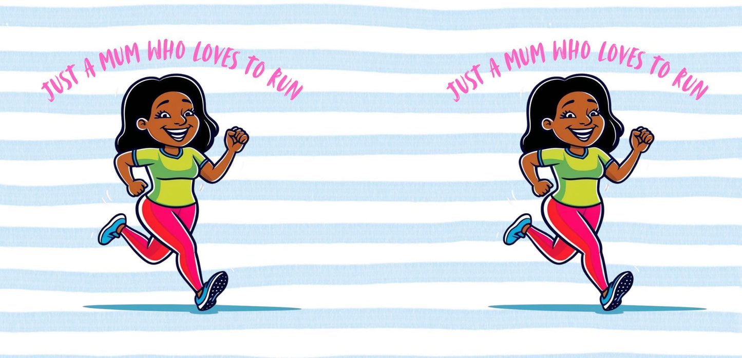 Just a Mum Who Loves to Run Mug: Blue Stripe Ceramic 11oz Running Gift