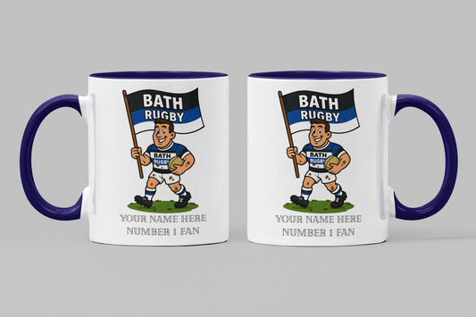 Bath Rugby Inspired 11oz Mug – Custom Name Rugby Cup – Dishwasher & Microwave Safe – Arrives Boxed
