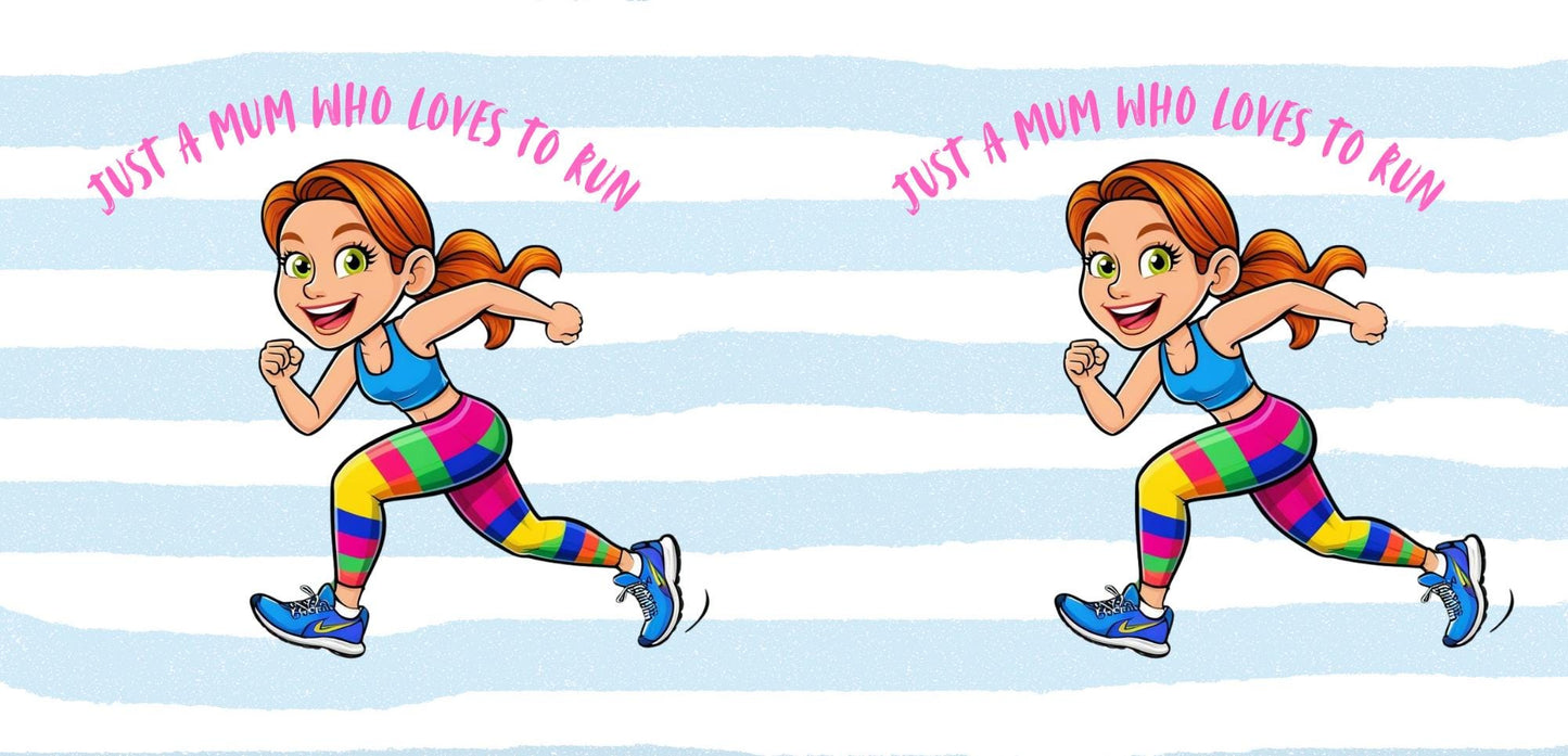 Running Mum Mug: Blue Stripe Ceramic Coffee Cup - Sporty Gift