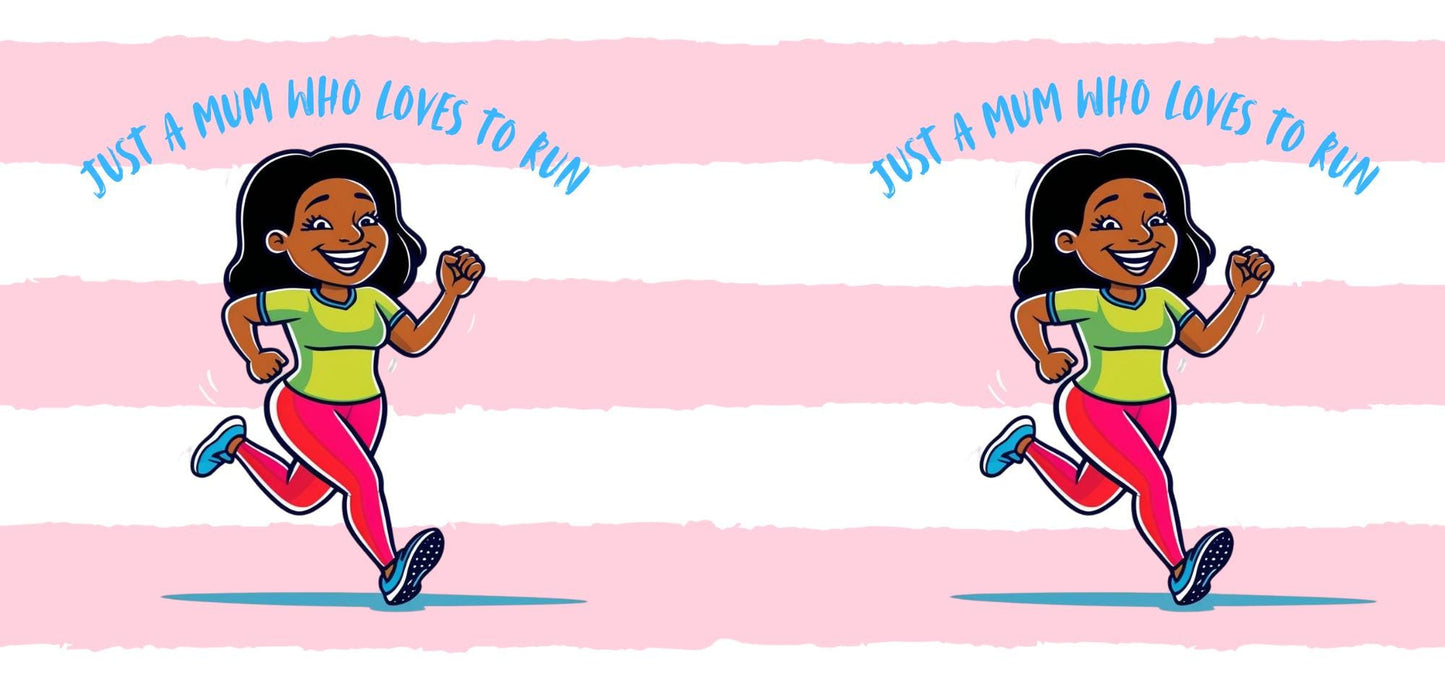 Just a Mum Who Loves to Run Mug: Pink Stripe Ceramic Running Gift