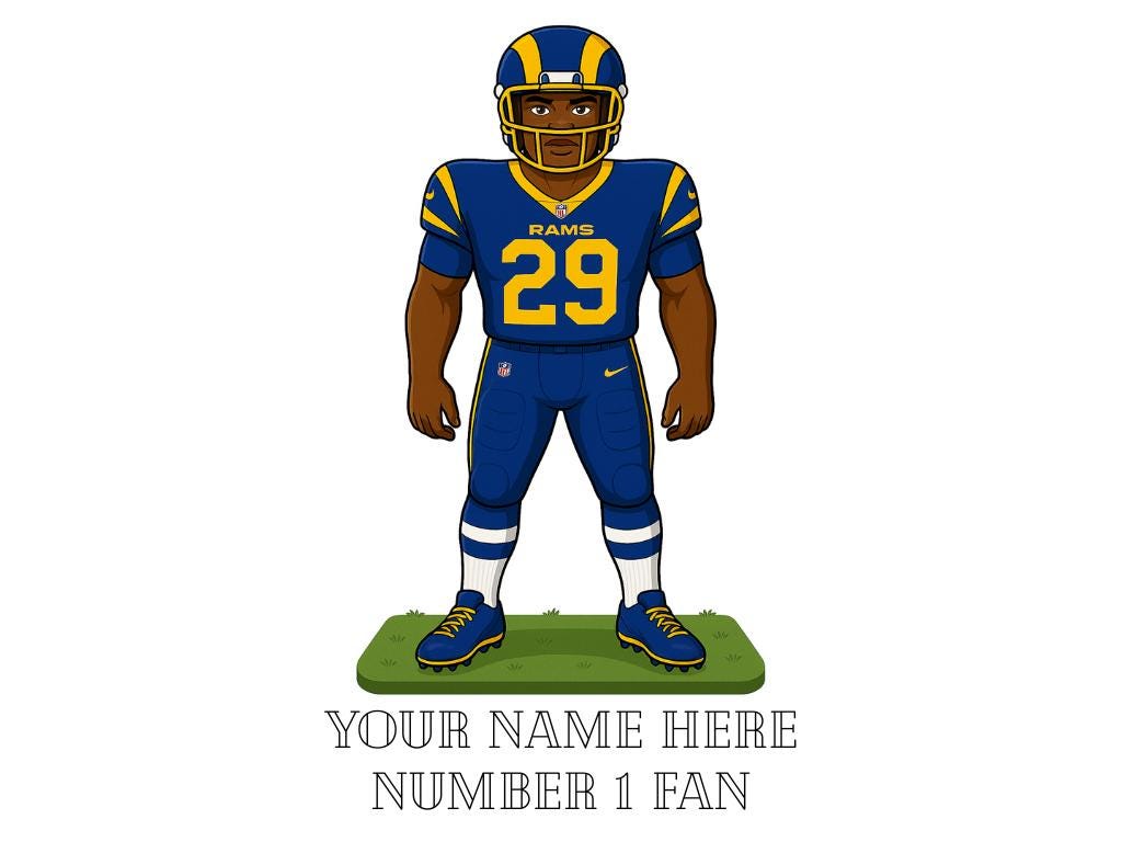 Personalized LA Rams Inspired Mug: Custom Name NFL Ceramic Cup