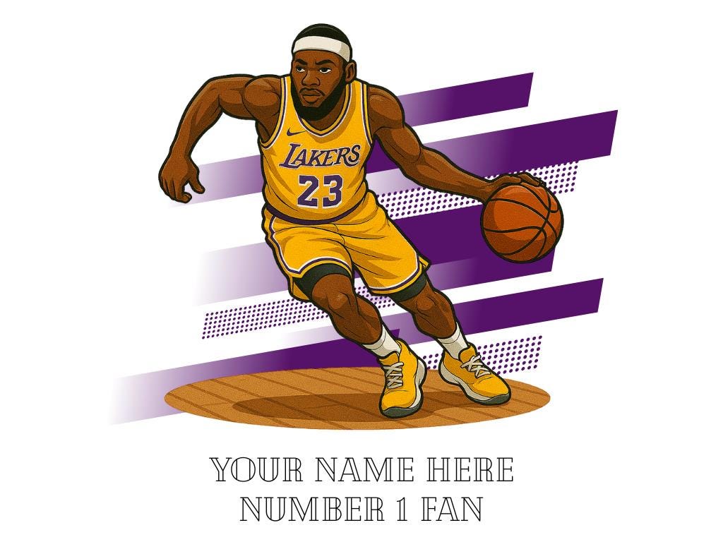 Personalised LA Lakers inspired Mug: Custom Name NBA Gift