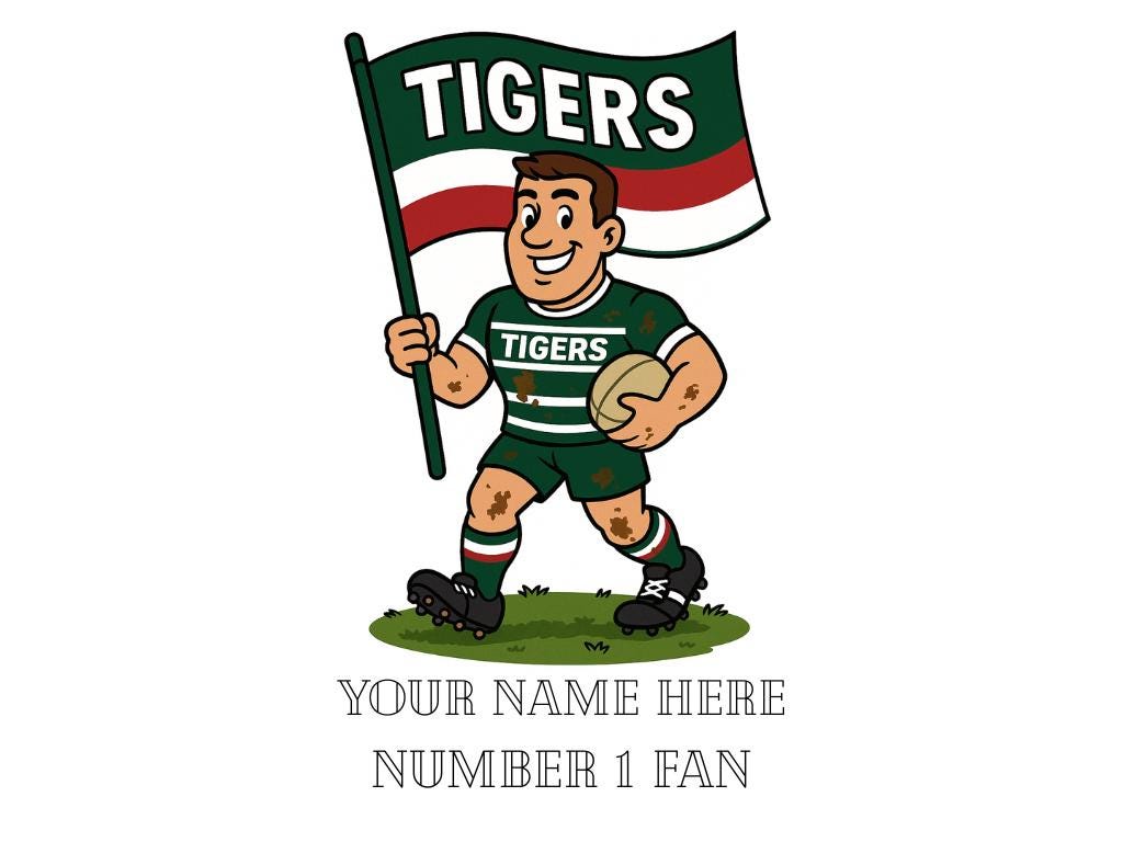 Leicester Tigers Inspired 11oz Mug โ Custom Name Rugby Cup โ Dishwasher & Microwave Safe โ Arrives Boxed