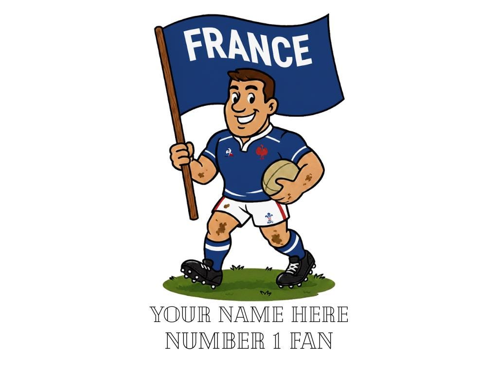 France Inspired 11oz Mug β Custom Name Rugby Cup β Dishwasher & Microwave Safe β Arrives Boxed