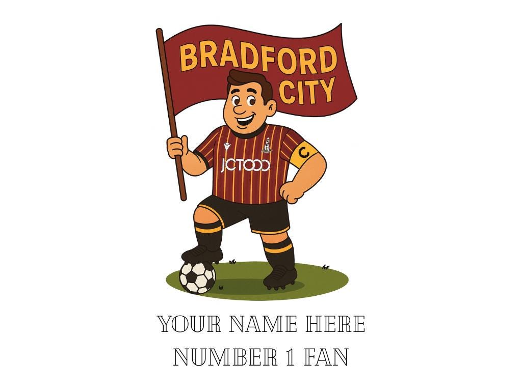 Personalised Bradford Ceramic Mug: Custom Football Gift
