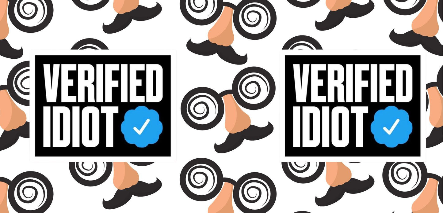 Verified Idiot Mug: Funny Blue Tick Coffee Cup - Novelty Gift