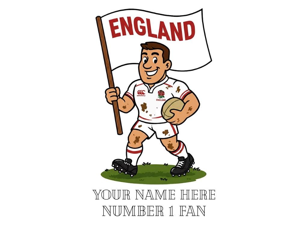 England Inspired 11oz Mug β Custom Name Rugby Cup β Dishwasher & Microwave Safe β Arrives Boxed