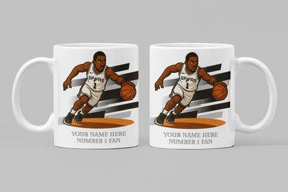 Personalised San Antonio Spurs inspired Mug: Custom Name NBA Gift