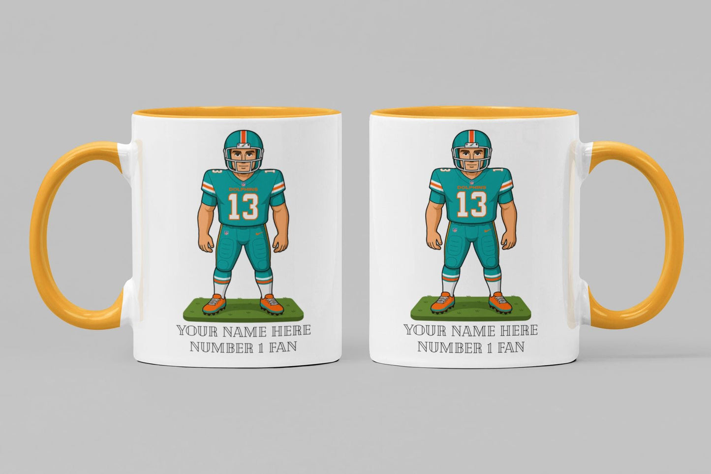 Personalised Miami Dolphins inspired Mug: Custom Name NFL Gift