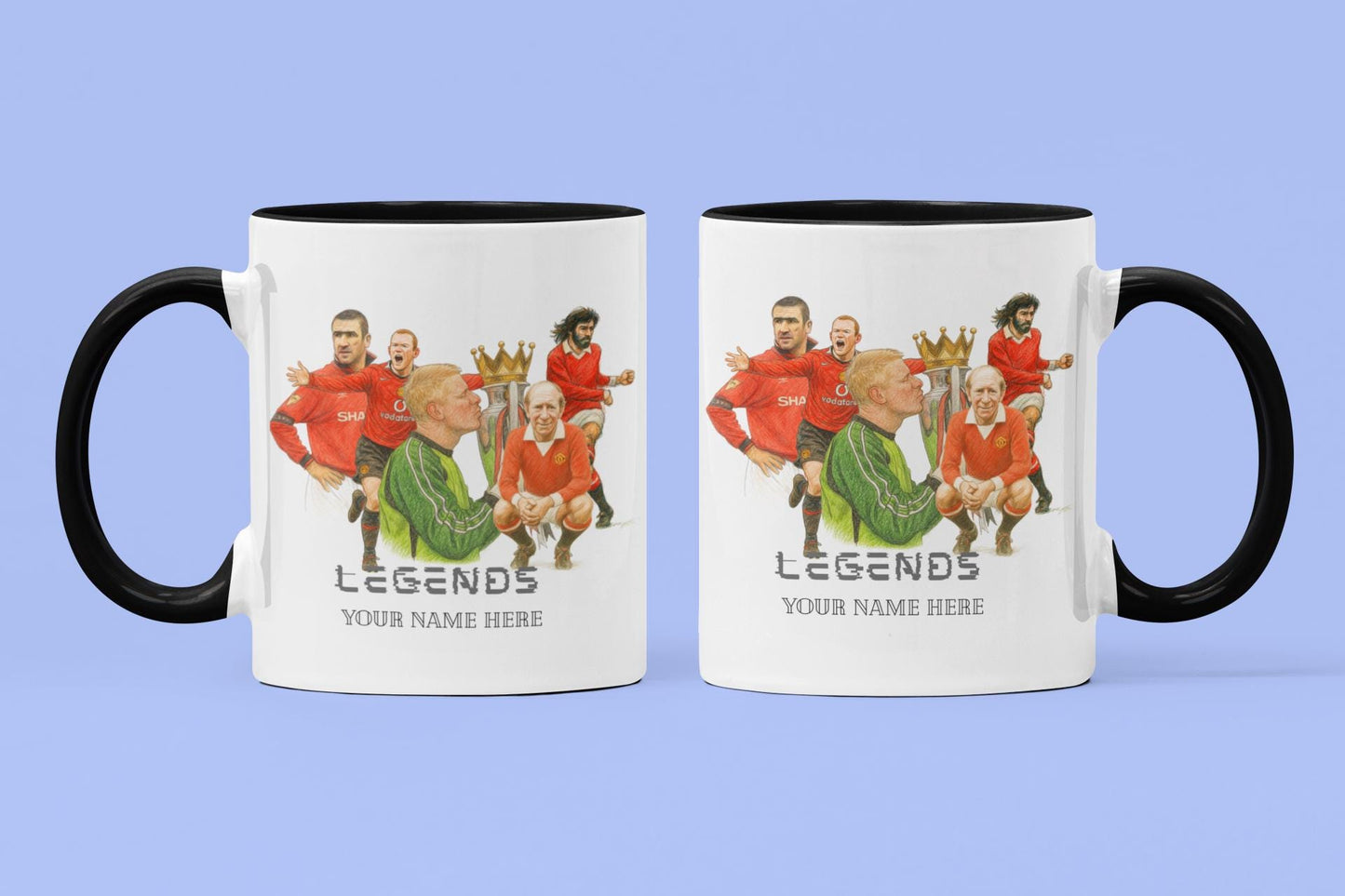 Personalised Manchester United Legends Inspired Football Mug: Custom Ceramic Gift