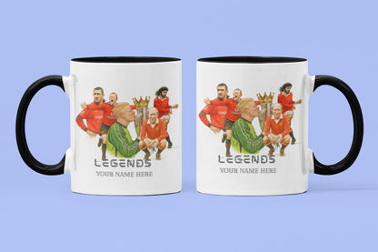 Personalised Manchester United Legends Inspired Football Mug: Custom Ceramic Gift