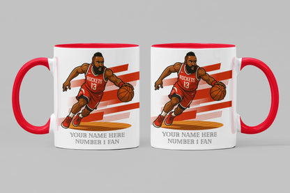 Personalised Houston Rockets inspired Mug: Custom Name NBA Gift
