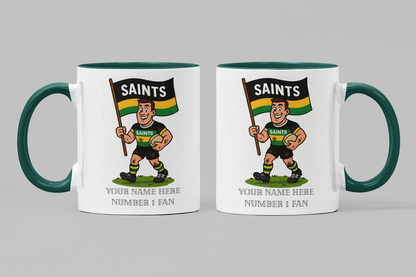 Northampton Saints Inspired 11oz Mug – Custom Name Rugby Cup – Dishwasher & Microwave Safe – Arrives Boxed