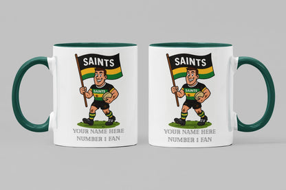 Northampton Saints Inspired 11oz Mug – Custom Name Rugby Cup – Dishwasher & Microwave Safe – Arrives Boxed