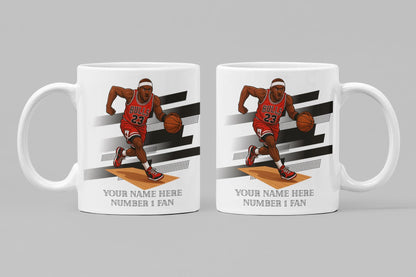 Personalised Chicago Bulls inspired Mug: Custom Name NBA Gift