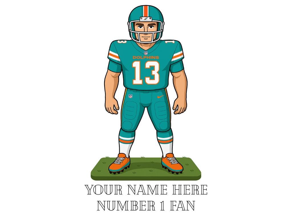 Personalised Miami Dolphins inspired Mug: Custom Name NFL Gift