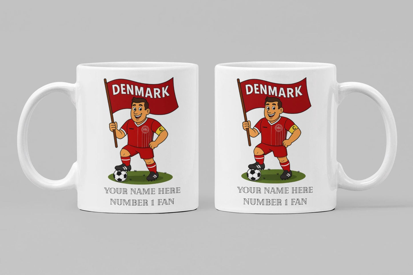 Personalised Denmark Football Mug: Custom Ceramic Gift