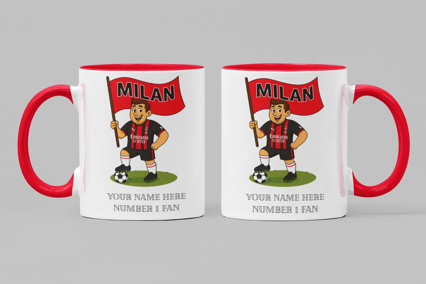 Personalised AC Milan FC Ceramic Mug: Custom Football Gift