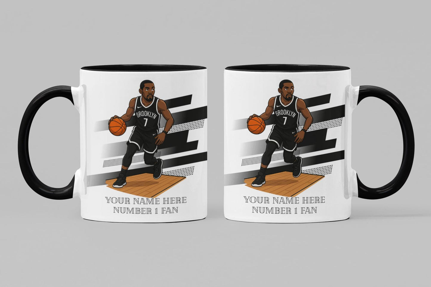 Personalised Brooklyn Nets inspired Mug: Custom Name NBA Gift