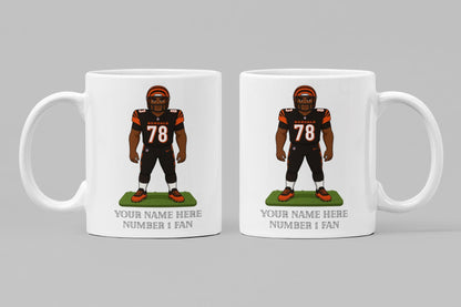 Personalised Cincinnati Bengals inspired Mug: Custom Name NFL Gift