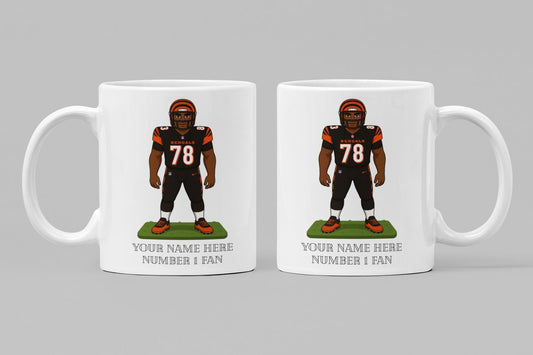 Personalised Cincinnati Bengals inspired Mug: Custom Name NFL Gift