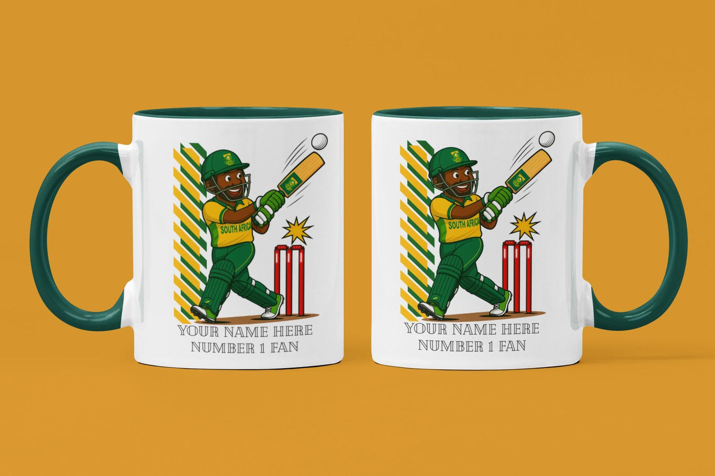 Personalised South Africa Cricket Ceramic Mug, Custom Fan Gift