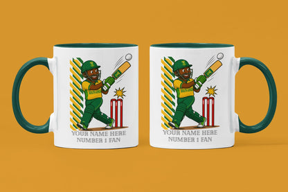 Personalised South Africa Cricket Ceramic Mug, Custom Fan Gift