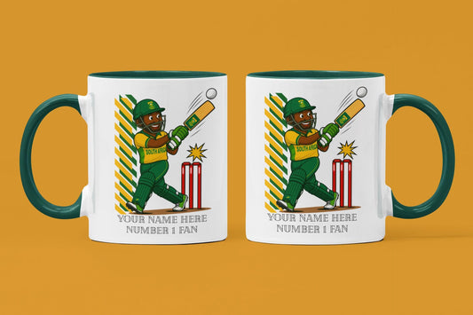 Personalised South Africa Cricket Ceramic Mug, Custom Fan Gift