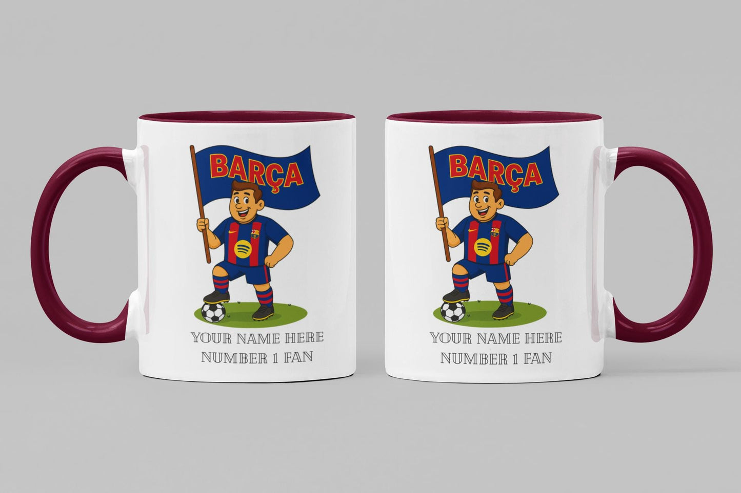 Personalised Barcelona Football Mug: Custom Ceramic Gift