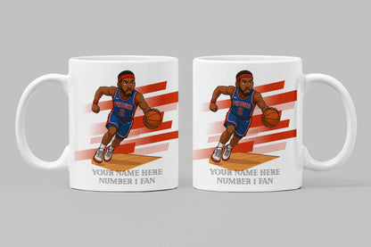 Personalised Detroit Pistons inspired Mug: Custom Name NBA Gift