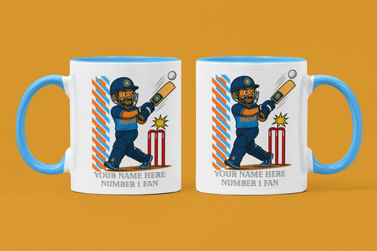 Personalized India Cricket Ceramic Mug, T20 Fan Gift