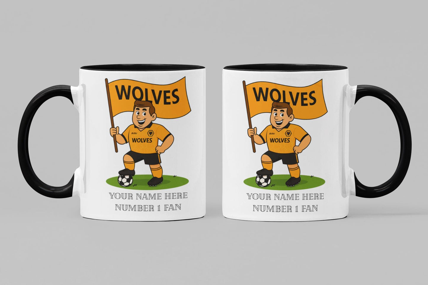 Personalised Wolverhampton inspired Football Mug: Custom Ceramic Gift