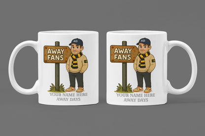 Personalised Away Days Football Mug: Ceramic Gift Mug Watford/Partick Thistle inspired