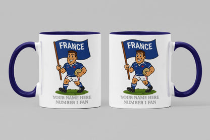 France Inspired 11oz Mug – Custom Name Rugby Cup – Dishwasher & Microwave Safe – Arrives Boxed