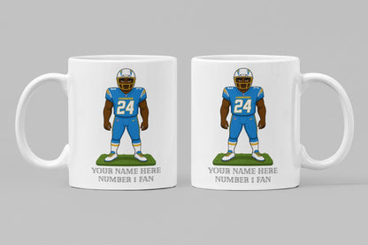 Personalised  Los Angeles Chargers inspired Mug: Custom Name NFL Gift