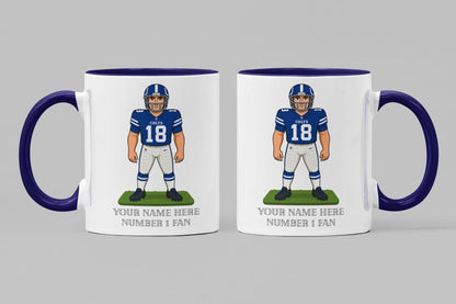 Personalised Indianapolis Colts inspired Mug: Custom Name NFL Gift