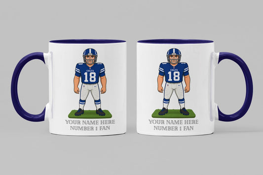 Personalised Indianapolis Colts inspired Mug: Custom Name NFL Gift