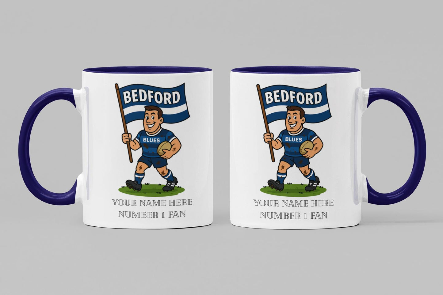 Bedford Blues Inspired 11oz Mug – Custom Name Rugby Cup – Dishwasher & Microwave Safe – Arrives Boxed