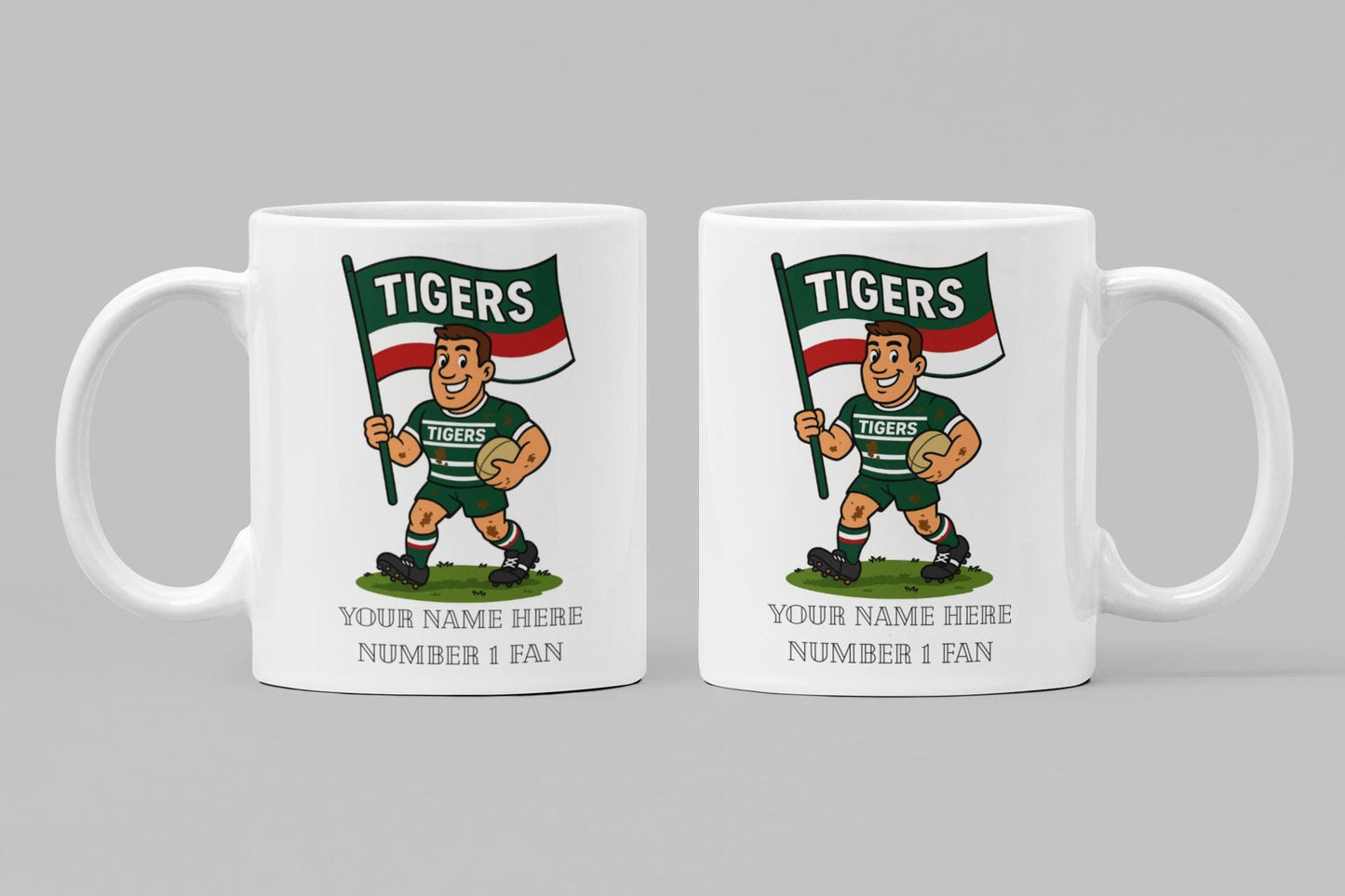 Leicester Tigers Inspired 11oz Mug – Custom Name Rugby Cup – Dishwasher & Microwave Safe – Arrives Boxed