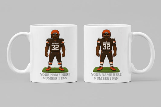 Personalised Cleveland Browns inspired Mug: Custom Name NFL Gift