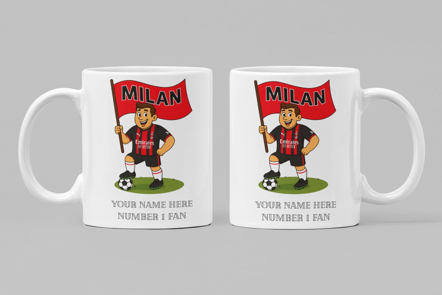 Personalised AC Milan FC Ceramic Mug: Custom Football Gift