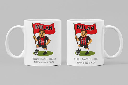 Personalised AC Milan FC Ceramic Mug: Custom Football Gift