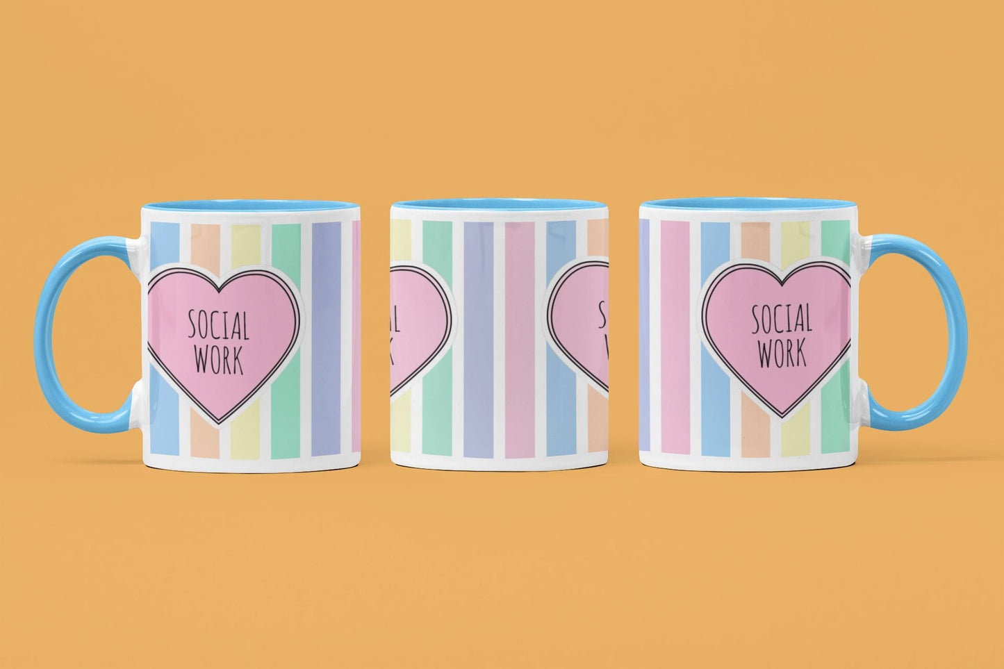 Social Work Mug: Multi-Stripe Design, 11oz Ceramic Coffee Cup