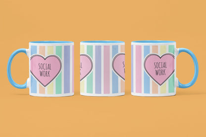 Social Work Mug: Multi-Stripe Design, 11oz Ceramic Coffee Cup