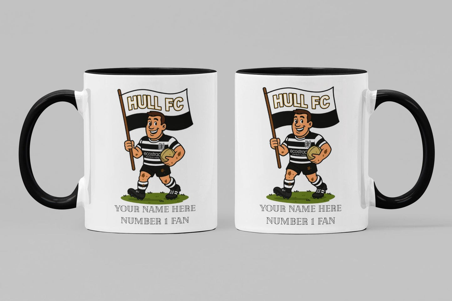 Hull FC Inspired 11oz Mug – Custom Name Rugby Cup – Dishwasher & Microwave Safe – Arrives Boxed